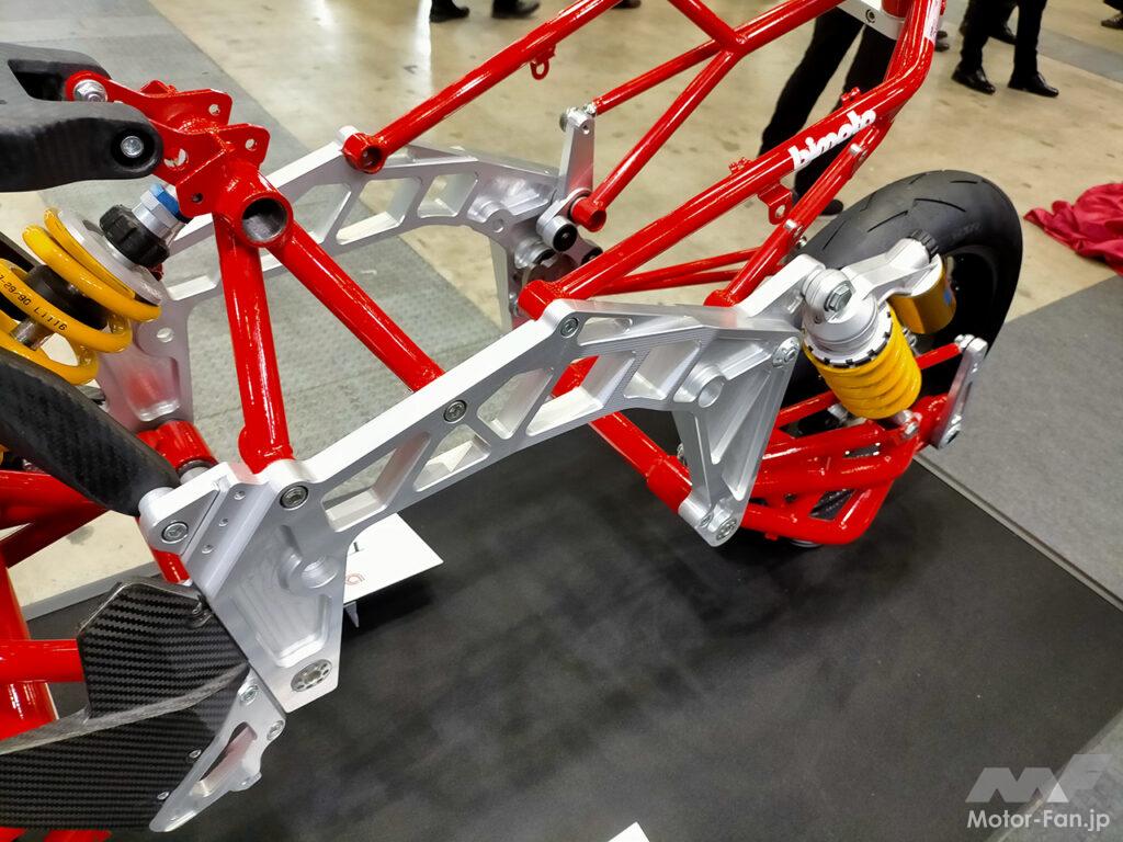 「イタリア車「ビモータ TESI-3D」はフロントにもスイングアームを装備！先進のハンドリング獲得に成功したフレーム＆足周りの構造を徹底チェック｜大阪・東京モーターサイクルショー2023」の14枚目の画像