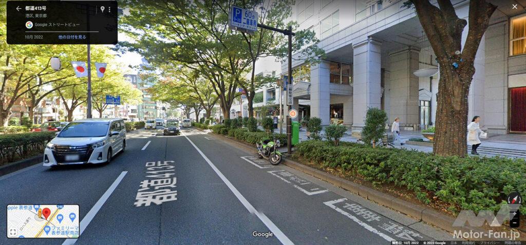 「【東京、原宿・表参道あたりのバイク駐車場】珍しいパーキングチケット式バイク専用路上駐車スペースを発見！料金は60分100円」の10枚目の画像