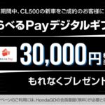 「ホンダのデジタルギフトが貰えるキャンペーン。CL500 えらべるPayプレゼントキャンペーン」の2枚目の画像ギャラリーへのリンク