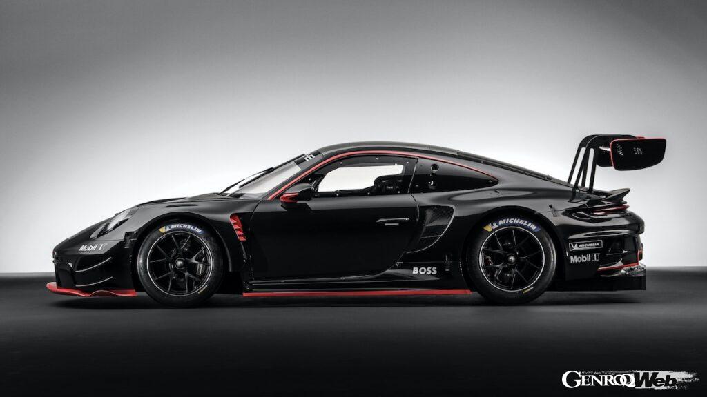 ポルシェの最新カスタマー向けレーシングカー新型「911 GT3 R」のエクステリア。