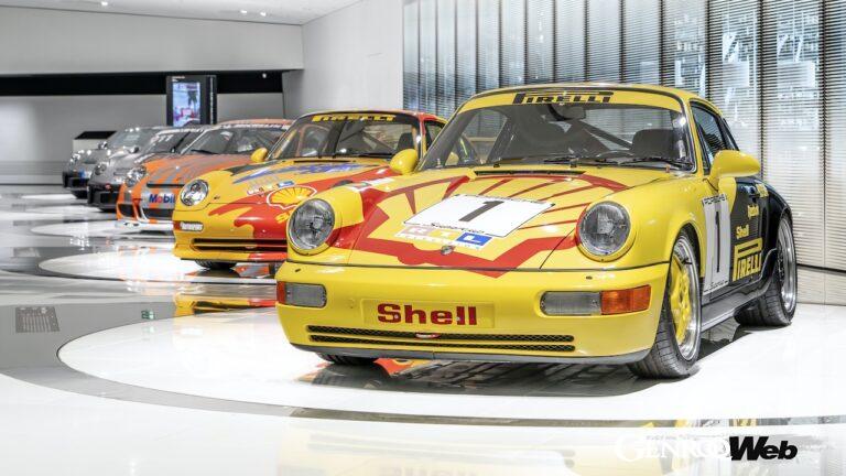 ポルシェ・ミュージアムでの特別展示がスタートした。歴代カップカーが並ぶ様は壮観。