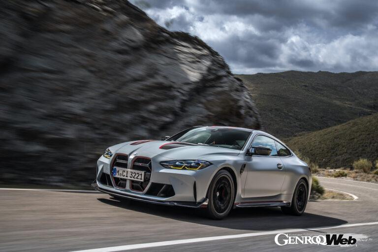 BMW市販モデル最速を誇る「BMW M4 CSL」の走行シーン。
