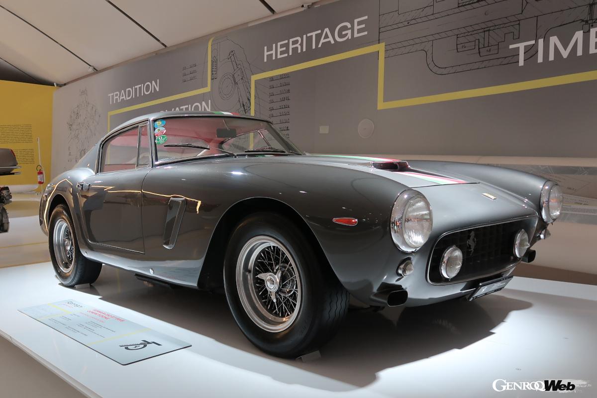 250GT SWB。SWBはもちろんショートホイールベースのことで、250GTBのホイールベースを200mm短縮して戦闘力をアップしたモデル。