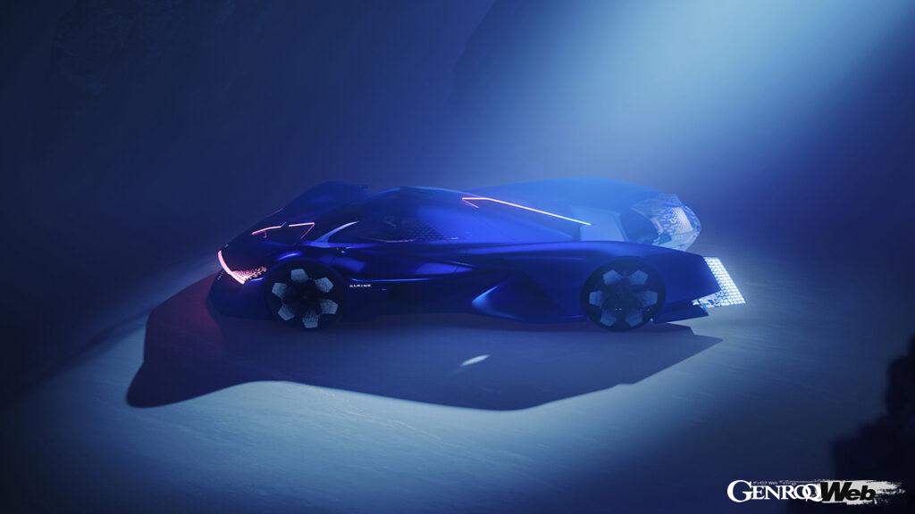 アルピーヌ アルペングローのプロトタイプレーシングカーを思わせる、エクステリアデザイン。