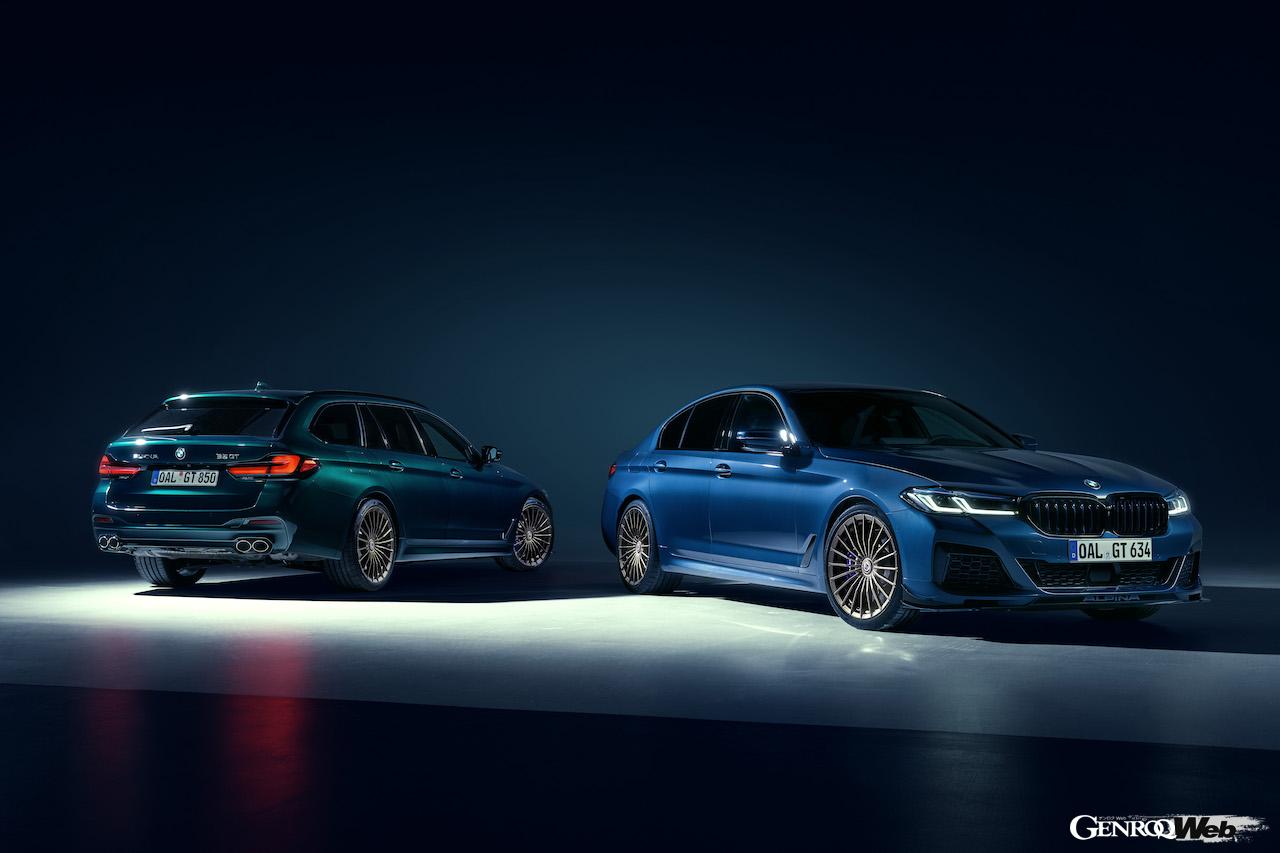 BMW 5シリーズをベースに、エクステリアやパワーユニットを大幅にパワーアップした「BMW アルピナ B5 GT」のツーリングとリムジン。日本への導入は近く発表される予定だ。