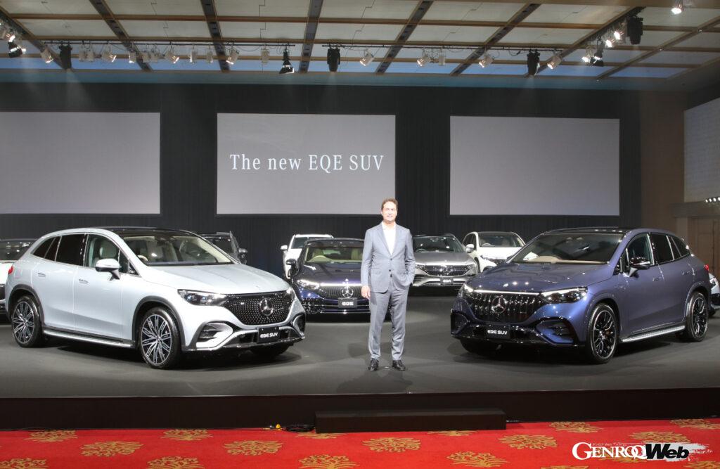 優れた効率性とサスティナビリティを備えたラグジュアリーSUV「メルセデス・ベンツ EQE SUV」の日本導入をスタート。メルセデス・ベンツ・グループ取締役会のオラ・ケレニウス会長が14年ぶりに来日し、EQE SUV発表会に参加した。