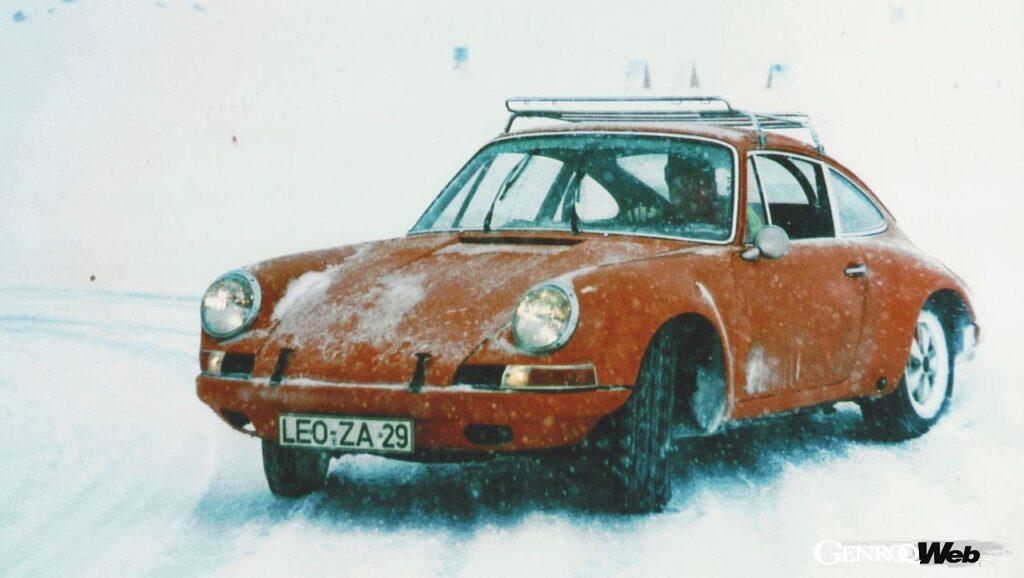 ポルシェのアーカイブスにおいて、オーストリアンアルプスのトゥルラッハー・ヘーエで行われていた冬季テストの様子を撮影した写真が発見された。