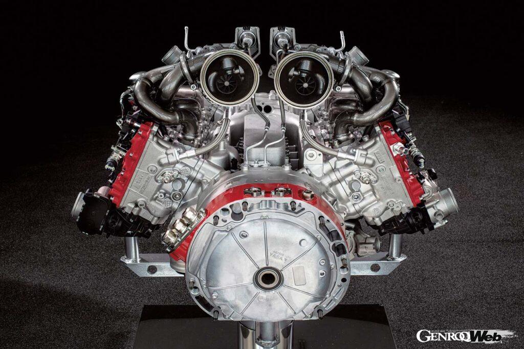 296GTBに搭載される120度V6ツインターボ。フェラーリミッドシップスポーツは今後V6に替わることになるのか。