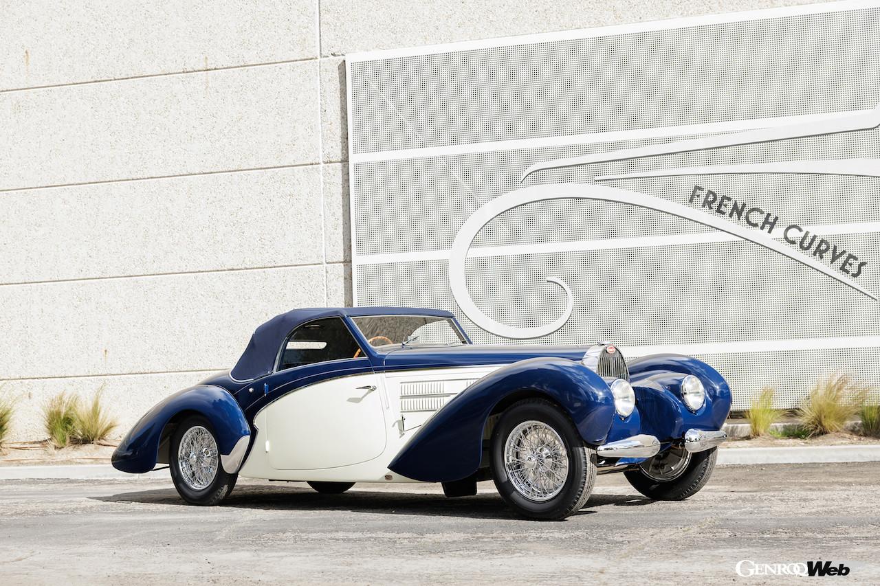マリン・コレクション・オークションにおいて、10億円を超える落札額を記録した1938年製「ブガッティ タイプ 57C アラヴィス スペシャルカブリオレ」。