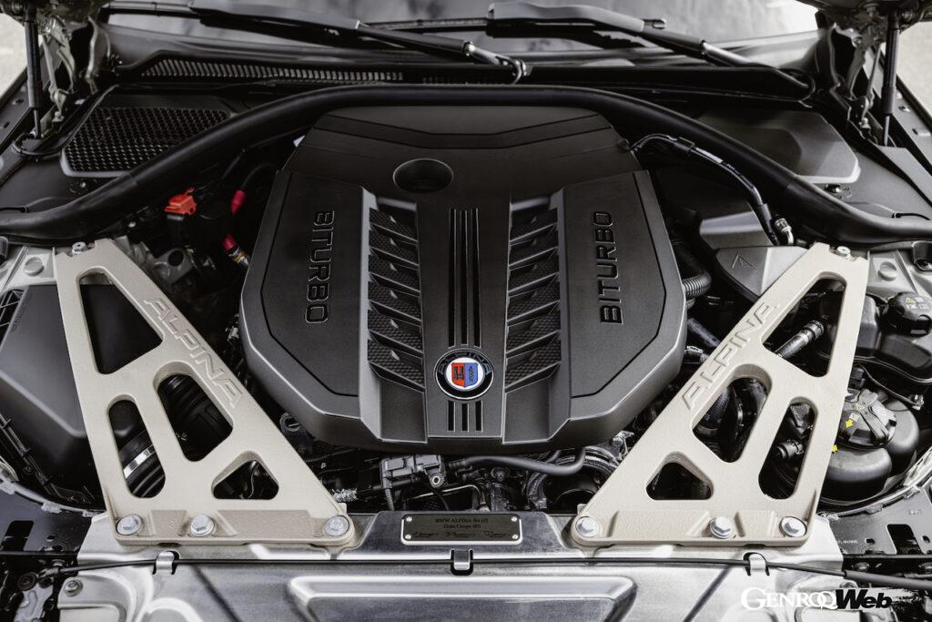「BMW アルピナ B4 GT グランクーペ」の3.0リッター直列6気筒ビターボ・エンジン。