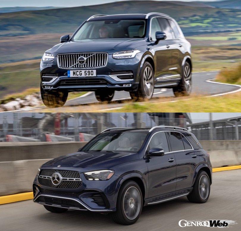 「注目度が高い高級3列シートSUV「ボルボ XC90」「メルセデス・ベンツ GLE」をスペック面で比較」の1枚目の画像