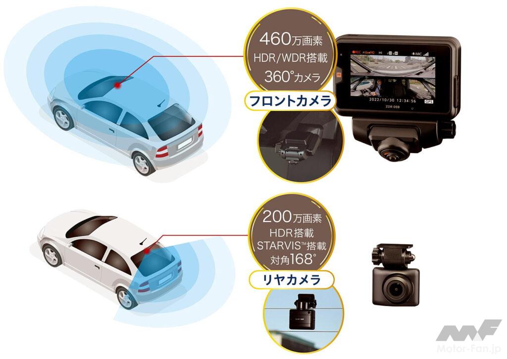「通信機能搭載の360°型ドライブレコーダー コムテック ZDR059 【CAR MONO図鑑】」の3枚目の画像