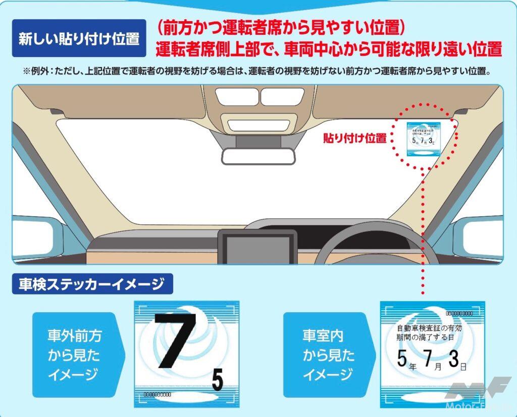 「2023年7月に車検シールの貼付け場所が変更される！「中央→運転席側」で車検うっかり失効が減る？」の2枚目の画像