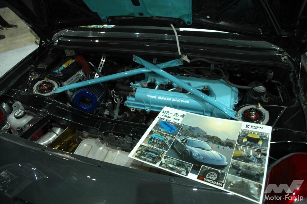 「S13シルビアのレストアにMR-Sのエンジン載せ替え！ ロードスターベースのS-FRカスタム！ 【東京オートサロン2024】で自動車大学校の実力を見た」の13枚目の画像
