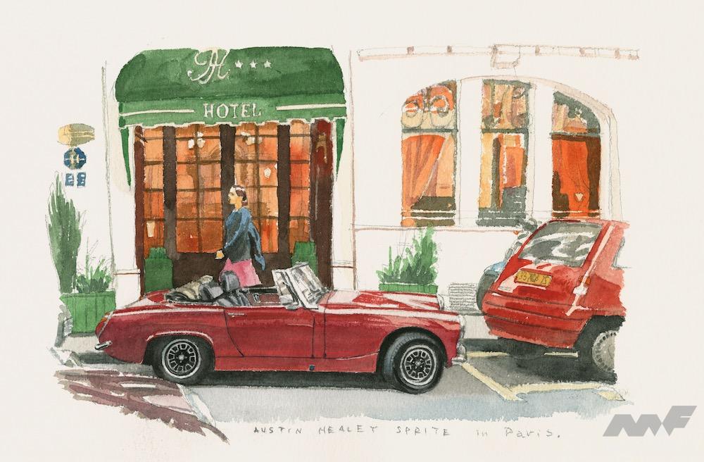 「近くて遠い国のエトランゼ、パリに息づくイギリス車たち /溝呂木 陽の水彩カースケッチ帳【傑作選・その6】」の5枚めの画像