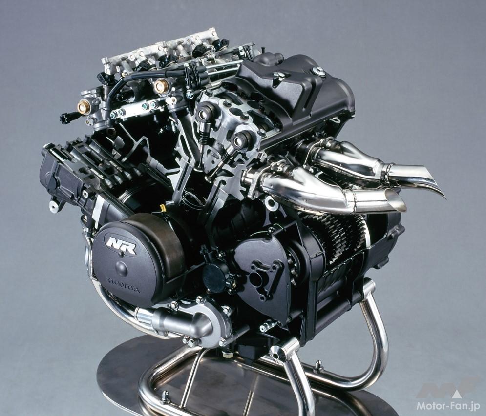 「ホンダNR」に搭載された楕円エンジン(750cc V4 DOHC)