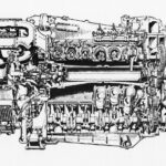 ネピア・デルティック：対向ピストンをトライアングルで配置（4-3）【矢吹明紀のUnique Engines】 - napier-deltic-ct18-charge-cooled-cutaway