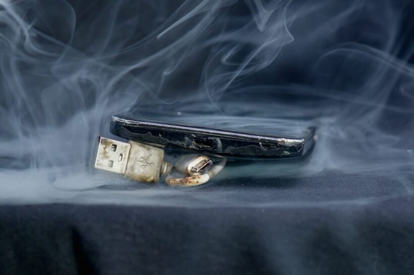 爆発したモバイルバッテリー