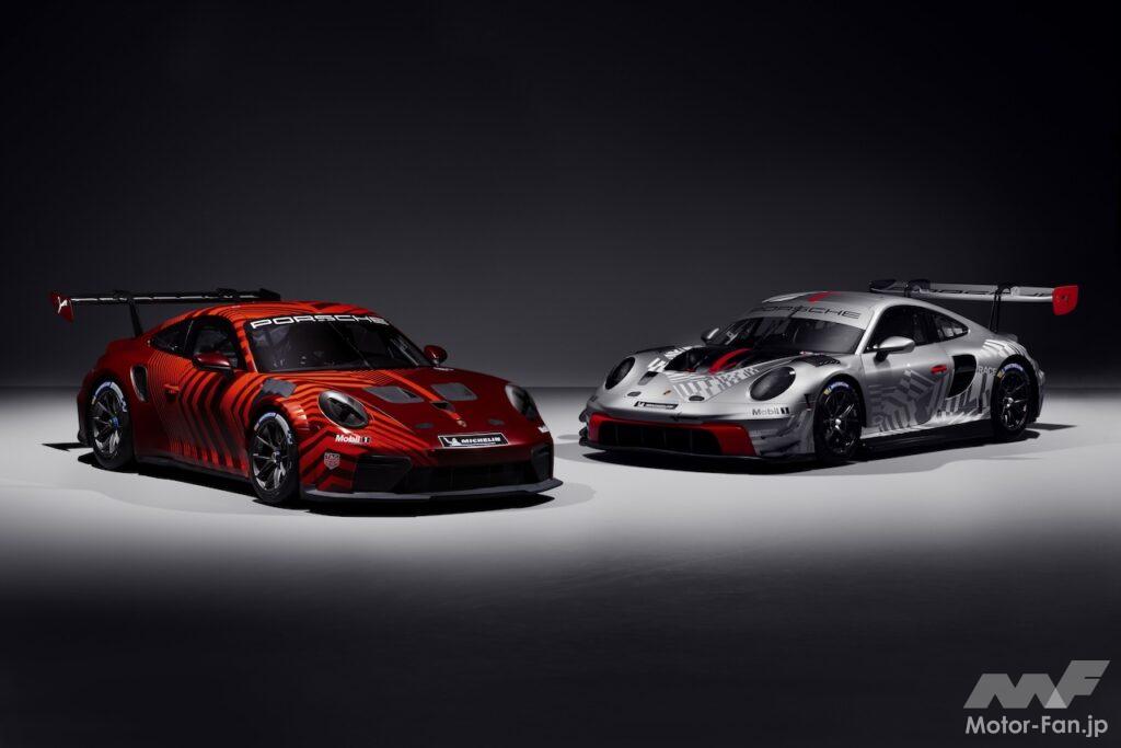 ポルシェが992.2型をベースに開発し、2026年から導入する 「911 カップ(左)」と「911 GT3 R(右)」。