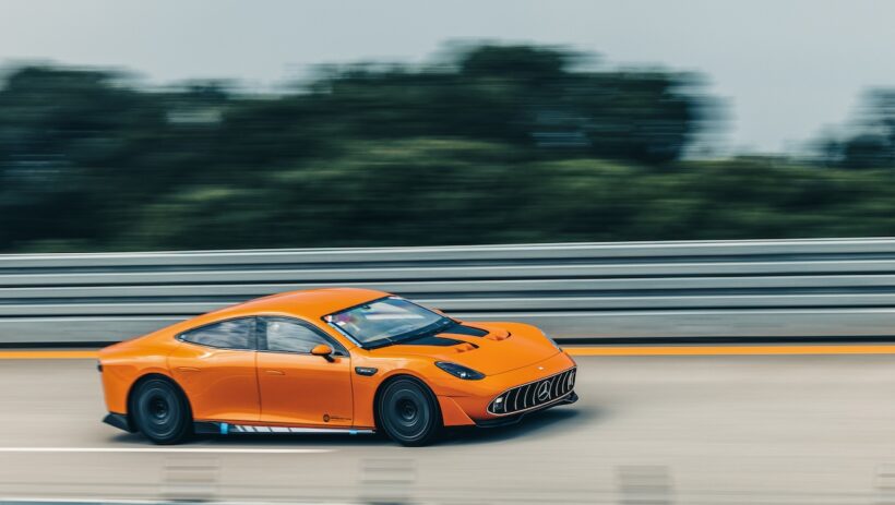 耐久走行チャレンジを敢行した「コンセプト AMG GT XX」。