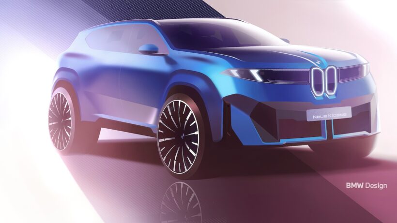 「ノイエ クラッセ」初の量産フル電動SAV、「BMW iX3」のデザインスケッチ。