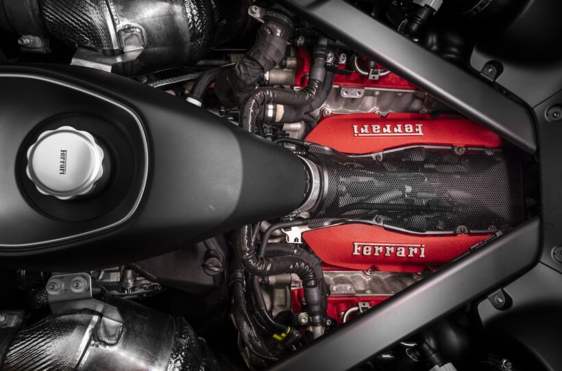 新型プラグインハイブリッドスーパースポーツ「フェラーリ 849 テスタロッサ」のパワートレイン。