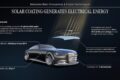 ヴィジョン アイコニックには、メルセデス・ベンツが研究中の太陽光発電コーティングを導入。理想条件下であれば、年間最大1万2000km分のエネルギーを生成することができるという。