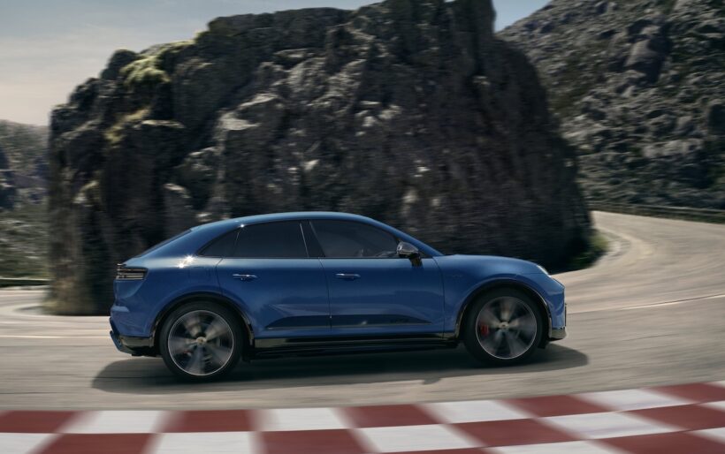 フル電動パフォーマンスSUV「マカン GTS」の走行シーン。