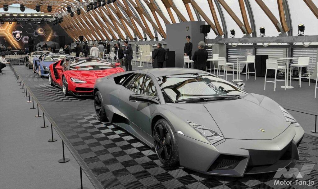 会場には2007年のフランクフルト・モーターショーでデビューした20台限定のフューオフモデル「レヴェントン」など希少なモデルが数多展示されたいた。