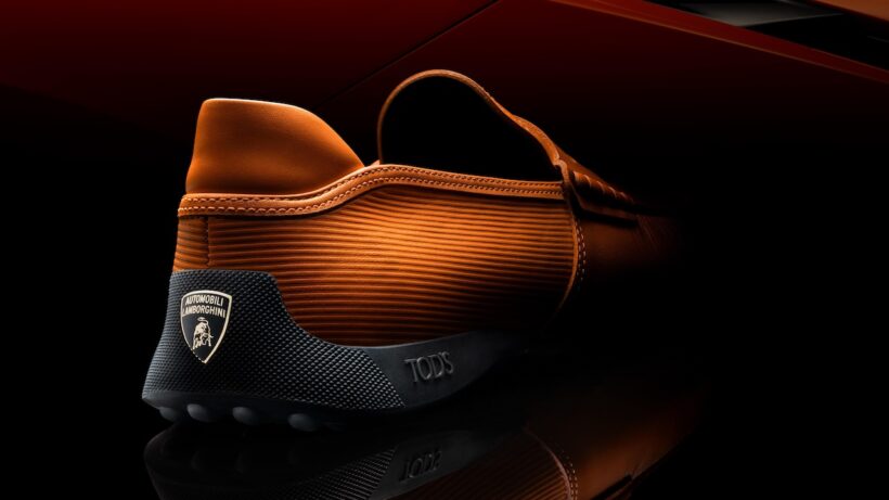 ランボルギーニとコラボレーションした、「トッズ（Tod’s）」のローファーとスニーカー。