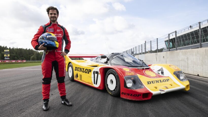 マンタープ・パークで、憧れのグループC「ポルシェ 962C」をドライブしたスウェーデン王室のカール・フィリップ王子。