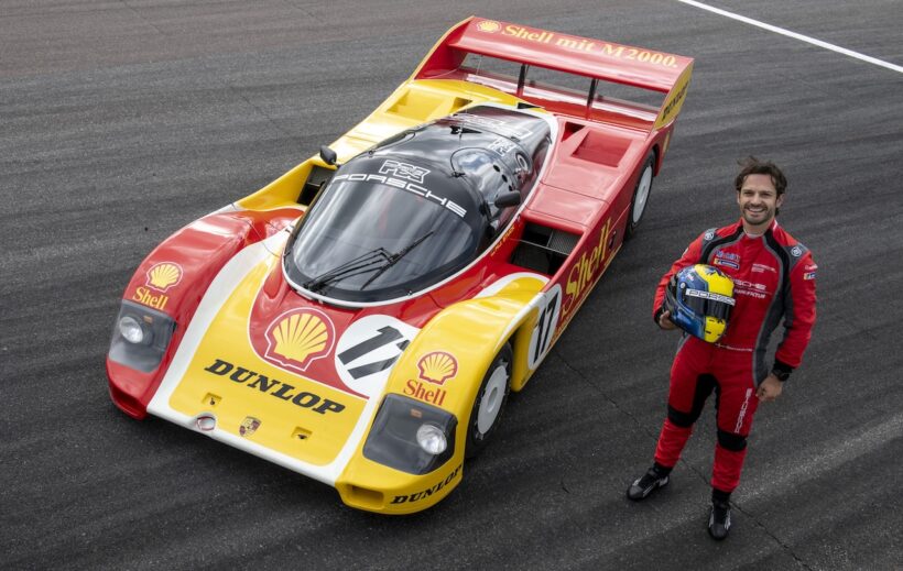 マンタープ・パークで、憧れのグループC「ポルシェ 962C」をドライブしたスウェーデン王室のカール・フィリップ王子。