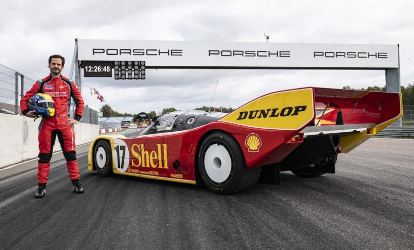 マンタープ・パークで、憧れのグループC「ポルシェ 962C」をドライブしたスウェーデン王室のカール・フィリップ王子。
