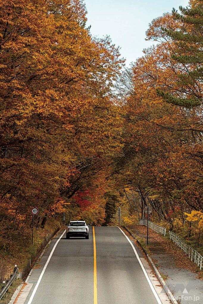 【Yatsugatake】八ヶ岳の紅葉を目指したのは、取材時がまさにシーズンだったというだけでなく、東名道より中央道の方がサービスエリアの充電器が空いているから。週末の移動もあったが、おかけで“充電待ち”は皆無だった。