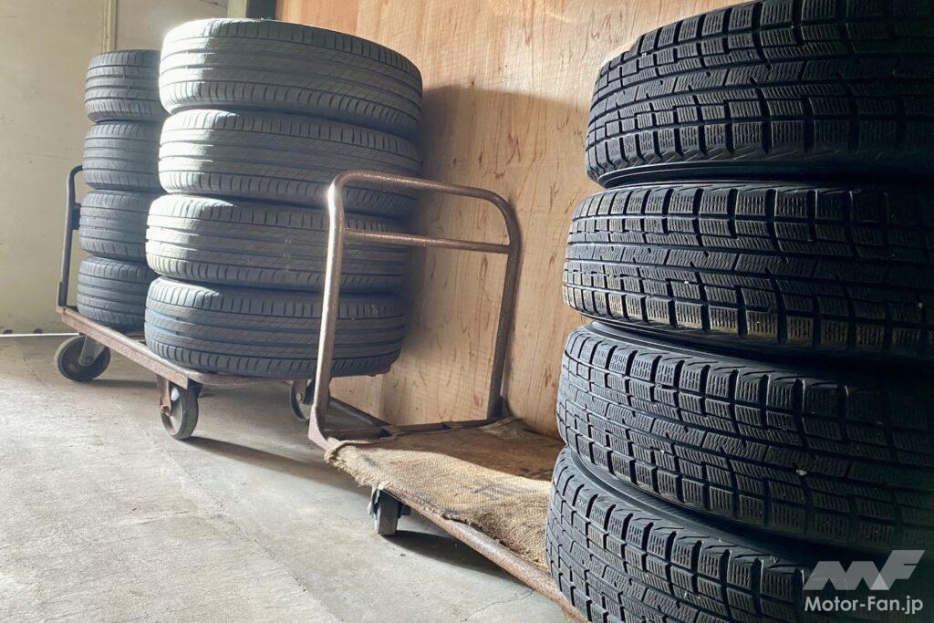 保管中のタイヤの写真