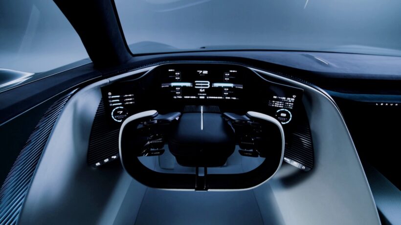 レクサスのフル電動スーパースポーツ「LFA コンセプト」のコクピット。