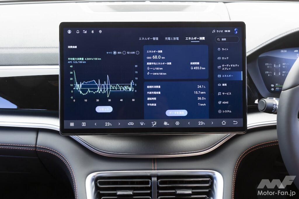 センターに備わる巨大な15.6インチディスプレイ。エアコン操作も集約されるので、ボイスコントロールの方がストレスが少ないだろう。