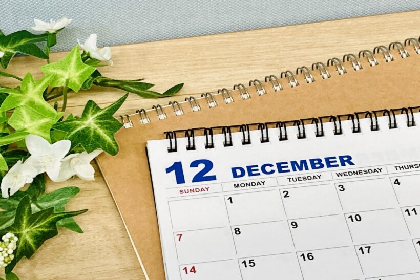 12月のカレンダーの写真
