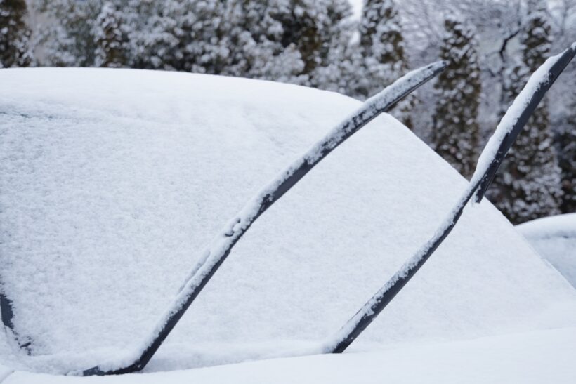 雪が被ってる車の写真