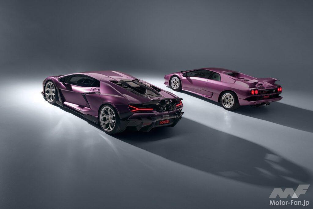 ディアブロ SE30をイメージしたパープルのボディカラーでコーディネートされた「ランボルギーニ レヴエルト」。