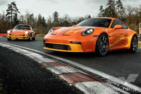 1972年型「911 S/T」キャメルGTチャレンジ仕様を再現した、2025年モデルの「ポルシェ 911 S/T」。