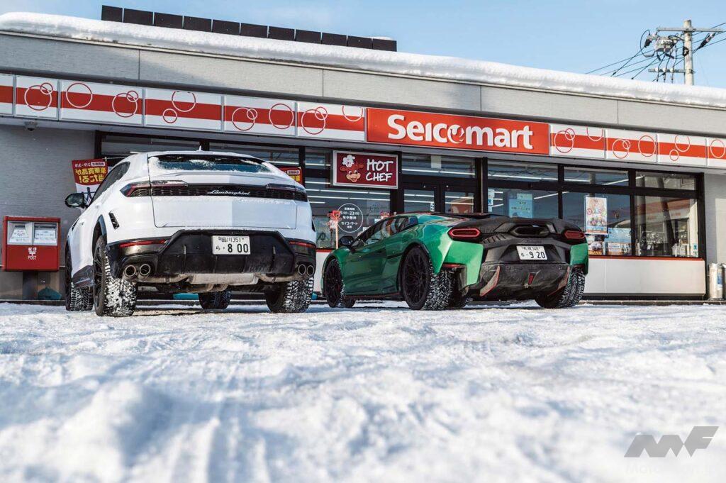 北海道といえばセイコーマート。雪国のコンビニの入り口は厳しい段差が多いので、特にテメラリオはアプローチに注意した。