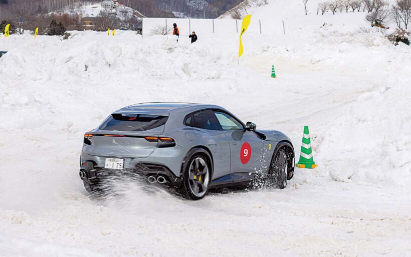 雪の上でフェラーリを走らせる。そんな経験はめったにできない。フェラーリ・ジャパンが顧客向けに開催したスノードライブは、フェラーリの新たな一面を見るいい機会となった。