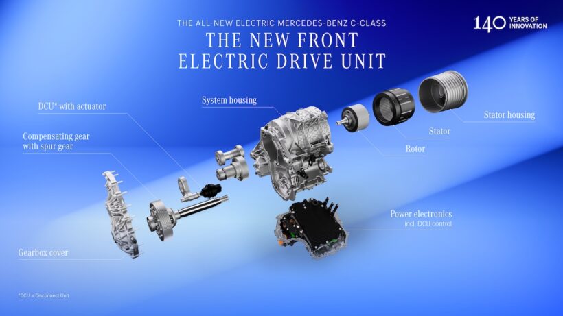 新型「メルセデス・ベンツ Cクラス」の電動パワートレイン。
