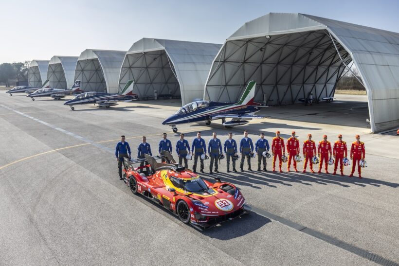 WEC開幕戦「イモラ6時間レース」を前に、フェラーリとイタリア空軍のアクロバットチーム「フレッチェ・トリコローリ」が共演を果たした。