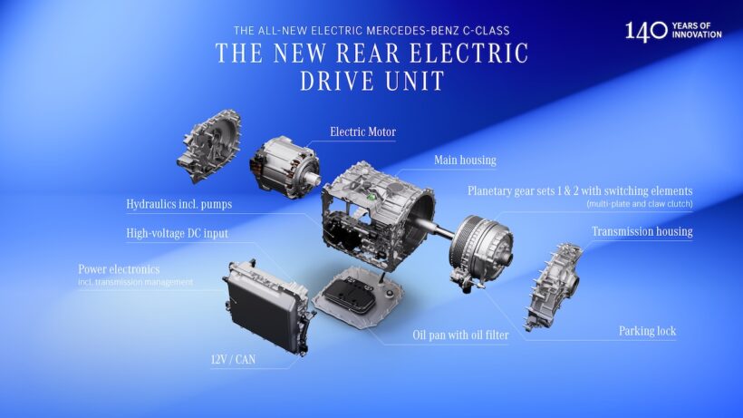 新型「メルセデス・ベンツ Cクラス」の電動パワートレイン。