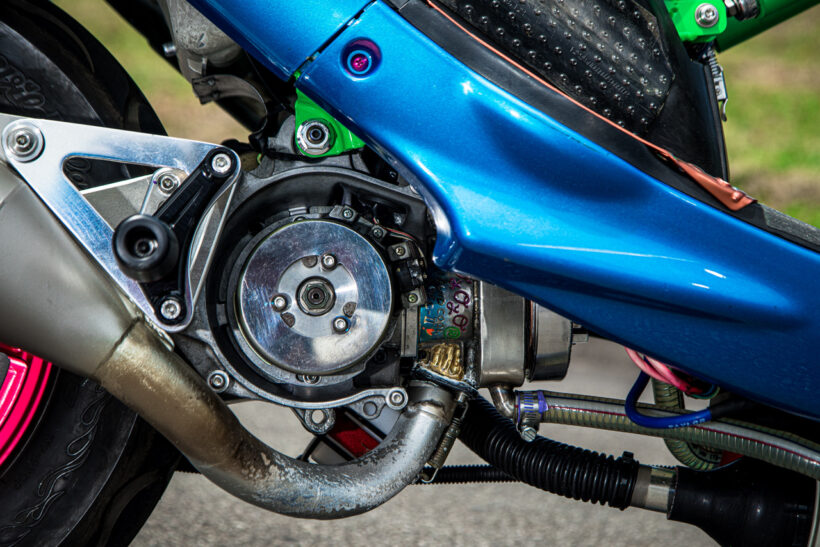 ミニバイクレース用の131ccとなっているグランドアクシスを最高速仕様 ミニバイクレース用の131ccとなっているグランドアクシスを最高速仕様