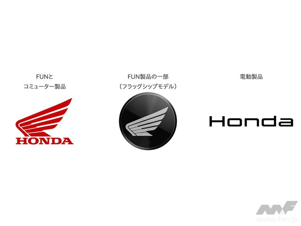 二輪の場合は各モデルの位置づけに応じて使い分けられているが、現在も基本は翼のエンブレム。