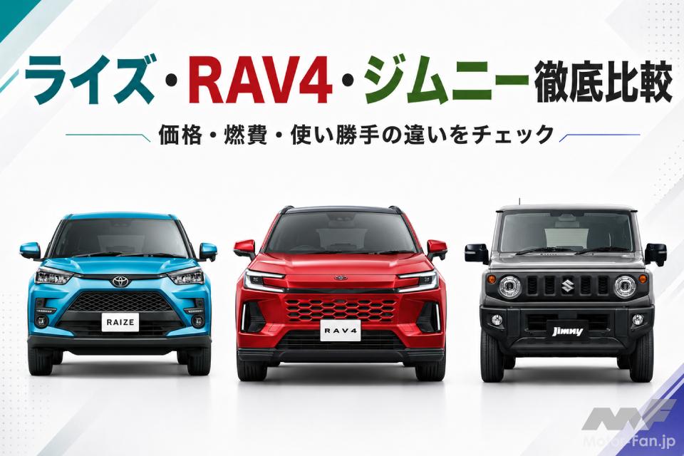 ライズvsRAV4vsジムニー｜人気SUV3車種を徹底比較！
