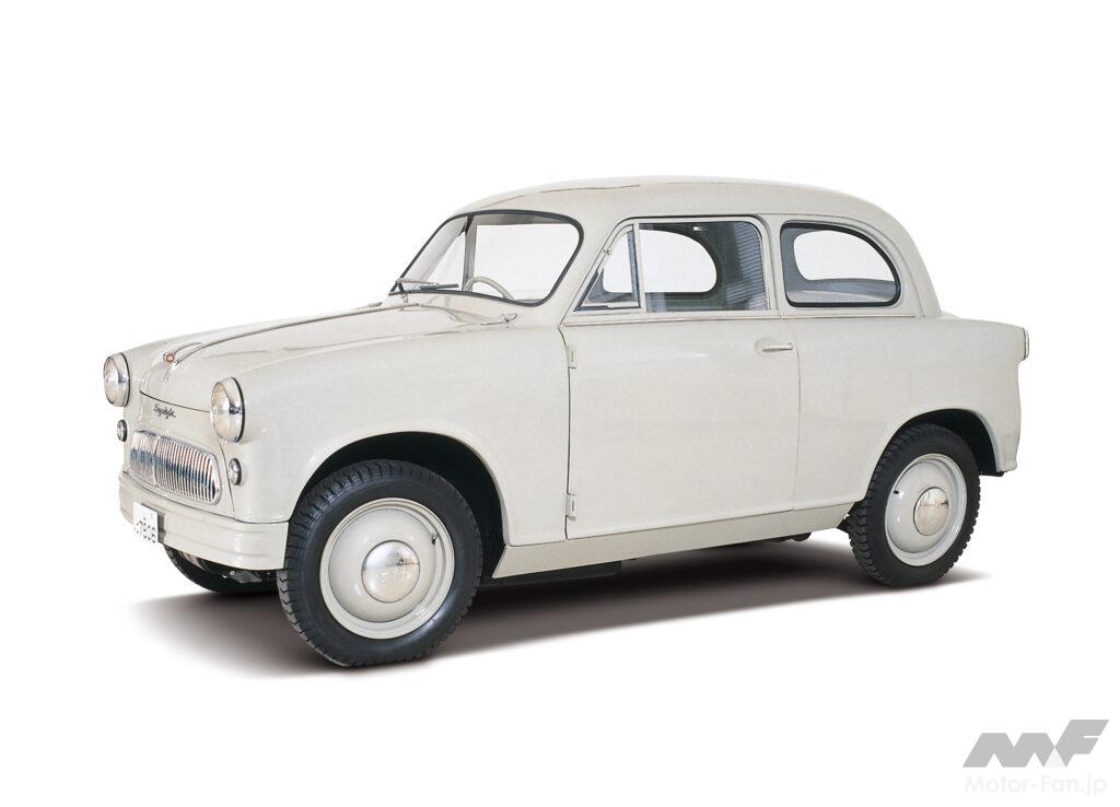 1955に誕生した「スズライトSS」が自動車メーカーとしての第一号モデル。